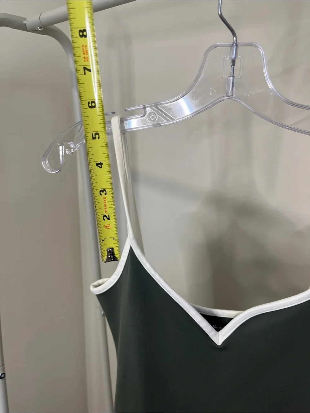 Abercrombie & Fitch Olive Green Slip Dress with White Trim